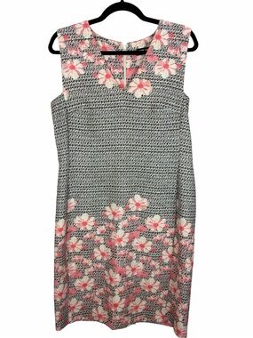 Karl Lagerfeld Paris Floral Sheath Dress Pink Black Sleeveless Size 10